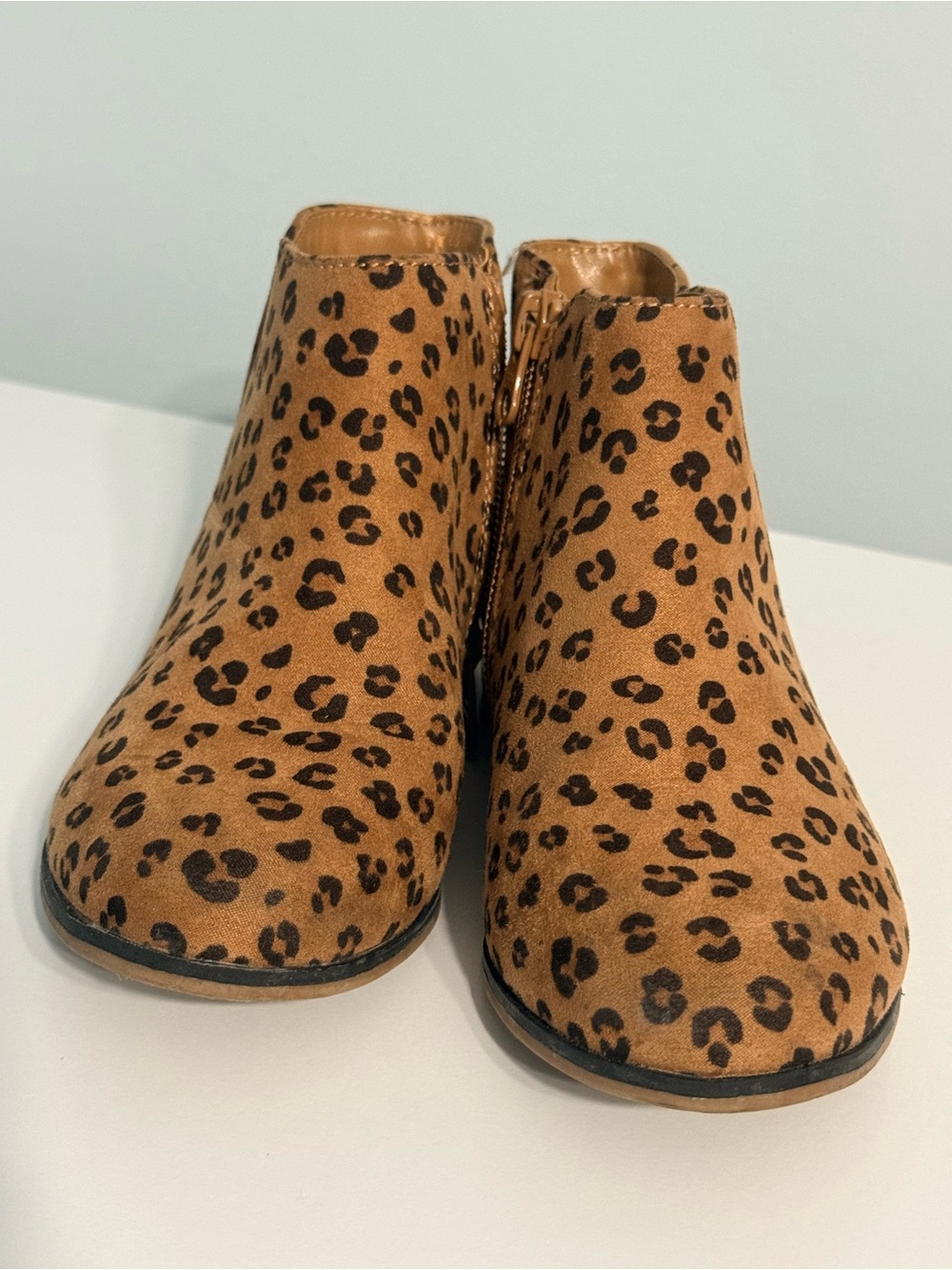 Cat & Jack Leopard Print Ankle Boots in Tan and Black